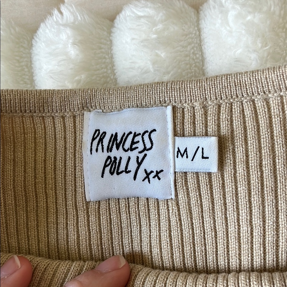 Princess Polly Tan Knit Blouse Casual Cropped Style - Picture 4 of 4